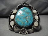 Incredible Vintage Native American Navajo Easter Blue Turquoise Sterling Silver Bracelet Old-Nativo Arts