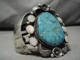 Incredible Vintage Native American Navajo Easter Blue Turquoise Sterling Silver Bracelet Old-Nativo Arts