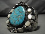 Incredible Vintage Native American Navajo Easter Blue Turquoise Sterling Silver Bracelet Old-Nativo Arts