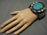 Incredible Vintage Native American Navajo Easter Blue Turquoise Sterling Silver Bracelet Old-Nativo Arts