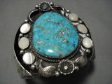 Incredible Vintage Native American Navajo Easter Blue Turquoise Sterling Silver Bracelet Old-Nativo Arts