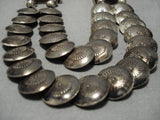 Incredible Vintage Native American Navajo Hand Wrought Tubule Sterling Silver Necklace Old-Nativo Arts