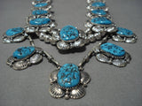 Incredible Vintage Native American Navajo Julie Etsitty Turquoise Sterling Silver Necklace Set-Nativo Arts