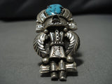 Incredible Vintage Native American Navajo Kachina Turquoise Sterling Silver Ring Old-Nativo Arts