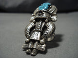 Incredible Vintage Native American Navajo Kachina Turquoise Sterling Silver Ring Old-Nativo Arts