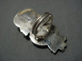 Incredible Vintage Native American Navajo Kachina Turquoise Sterling Silver Ring Old-Nativo Arts
