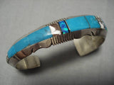 Incredible Vintage Native American Navajo Opal Turquoise Sterling Silver Inlay Bracelet Old-Nativo Arts