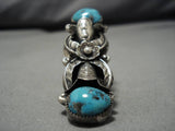 Incredible Vintage Native American Navajo Sterling Silver Blue Diamond Turquoise Ring-Nativo Arts