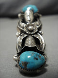 Incredible Vintage Native American Navajo Sterling Silver Blue Diamond Turquoise Ring-Nativo Arts