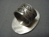 Incredible Vintage Native American Navajo Sterling Silver Deep Buffalo Ring Old-Nativo Arts