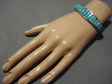 Incredible Vintage Native American Navajo Turquoise Leeanne Lee Sterling Silver Bracelet Old-Nativo Arts