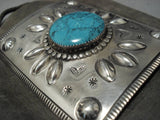 Incredible Vintage Native American Navajo Turquoise Sterling Silver Bowguard Bracelet Old-Nativo Arts
