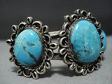 Incredible Vintage Navajo Bisbee Turquoise Sterling Silver Bracelet Old-Nativo Arts