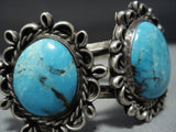 Incredible Vintage Navajo Bisbee Turquoise Sterling Silver Bracelet Old-Nativo Arts