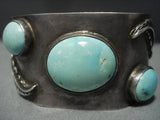 Incredible Vintage Navajo Green Turquoise Sterling Native American Jewelry Silver Bracelet Old-Nativo Arts