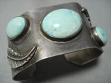 Incredible Vintage Navajo Green Turquoise Sterling Native American Jewelry Silver Bracelet Old-Nativo Arts