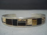 Incredible Vintage Navajo Native American Jewelry jewelry Tiger Eye Shane Sandoval Sterling Silver Bracelet Cuff-Nativo Arts