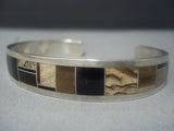 Incredible Vintage Navajo Native American Jewelry jewelry Tiger Eye Shane Sandoval Sterling Silver Bracelet Cuff-Nativo Arts