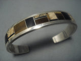 Incredible Vintage Navajo Native American Jewelry jewelry Tiger Eye Shane Sandoval Sterling Silver Bracelet Cuff-Nativo Arts
