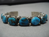Incredible Vintage Navajo Native American Turquoise Sterling Silver Bracelet Old-Nativo Arts