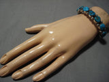 Incredible Vintage Navajo Native American Turquoise Sterling Silver Bracelet Old-Nativo Arts