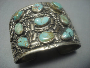 Incredible Vintage Navajo Royston Turquoise Sterling Silver Bracelet Old-Nativo Arts