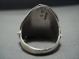 Incredible Vintage Navajo Turquoise Chris Yazzie Sterling Silver Ring Old-Nativo Arts