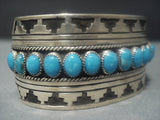 Incredible Vintage Navajo Turquoise Deepset Silver Works Sterling Bracelet-Nativo Arts