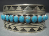 Incredible Vintage Navajo Turquoise Deepset Silver Works Sterling Bracelet-Nativo Arts