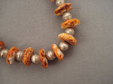 Incredible Vintage Navajo Turquoise Spiny Oyster Native American Jewelry Silver Bead Necklace Old-Nativo Arts