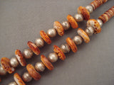 Incredible Vintage Navajo Turquoise Spiny Oyster Native American Jewelry Silver Bead Necklace Old-Nativo Arts