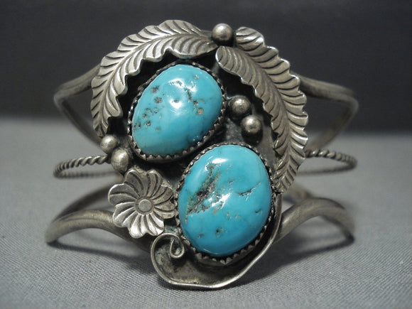 Incredible Vintage Navajo Turquoise Sterling Native American Jewelry Silver Bracelet Old Pawn-Nativo Arts