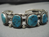 Incredible Vintage Navajo Turquoise Sterling Silver Native American Bracelet Old-Nativo Arts