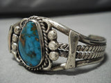 Incredible Vintage Navajo Turquoise Sterling Silver Native American Bracelet Old-Nativo Arts