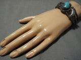Incredible Vintage Navajo Turquoise Sterling Silver Native American Bracelet Old-Nativo Arts