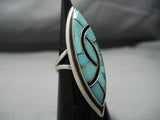 Incredible Vintage Zuni/ Native American Jewelry Navajo Light Turquoise Sterling Silver Swirl Ring-Nativo Arts