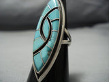 Incredible Vintage Zuni/ Native American Jewelry Navajo Light Turquoise Sterling Silver Swirl Ring-Nativo Arts