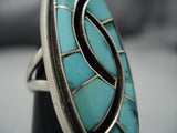 Incredible Vintage Zuni/ Native American Jewelry Navajo Light Turquoise Sterling Silver Swirl Ring-Nativo Arts