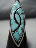 Incredible Vintage Zuni/ Native American Jewelry Navajo Light Turquoise Sterling Silver Swirl Ring-Nativo Arts