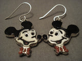 Incredibly Detailed Mickey Coral Native American Jewelry Silver Earrings-Nativo Arts