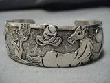 Incredibly Detailed!! Navajo Sterling Silver Horse Love Bracelet Native American-Nativo Arts