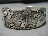 Incredibly Detailed!! Navajo Sterling Silver Horse Love Bracelet Native American-Nativo Arts