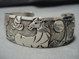 Incredibly Detailed!! Navajo Sterling Silver Horse Love Bracelet Native American-Nativo Arts