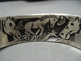 Incredibly Detailed!! Navajo Sterling Silver Horse Love Bracelet Native American-Nativo Arts