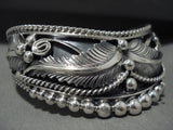 Incredibly Detailedc Vintage Navajo 'Flower Garden' Native American Jewelry Silver Bracelet-Nativo Arts