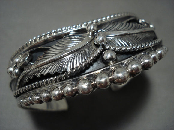 Incredibly Detailedc Vintage Navajo 'Flower Garden' Native American Jewelry Silver Bracelet-Nativo Arts