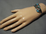 Incredibly Intricate! Vintage Native American Jewelry Navajo Turquoise Inlay Sterling Silver Bracelet-Nativo Arts