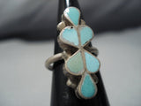 Incredibly Intricate Vintage Native American Jewelry Zuni Turquoise Sterling Silver Flower Ring Old-Nativo Arts
