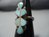Incredibly Intricate Vintage Native American Jewelry Zuni Turquoise Sterling Silver Flower Ring Old-Nativo Arts