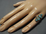 Incredibly Intricate Vintage Native American Jewelry Zuni Turquoise Sterling Silver Flower Ring Old-Nativo Arts